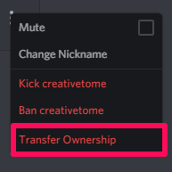 Transfer ownership of discord server