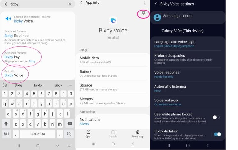 Bixby voice setting