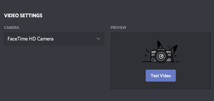 Discord video camera setting