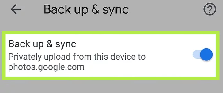 Enable Back up and Sync