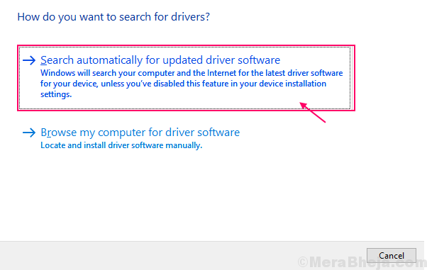 search automatically for updated driver software