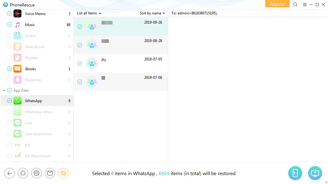 Recover deleted whatsapp Messages using Phone Rescue