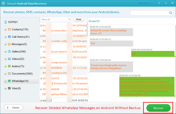 How to restore deleted whatsapp messages without backup using Gihsoft