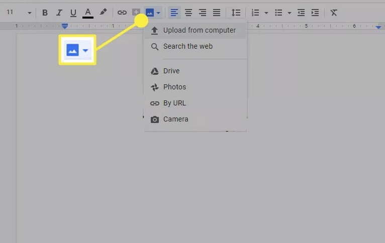 How to rotate an image in google docs using image options 