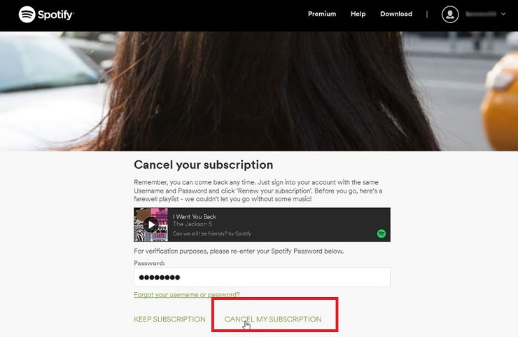 How to cancel spotify premium